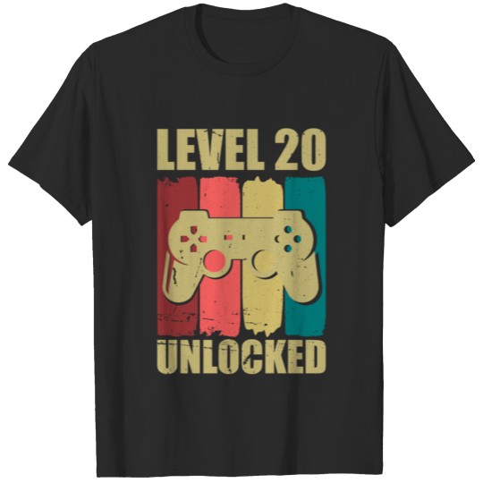 Discover 20th Birthday Level 20 Unlocked Gamer 20 Years T-shirt