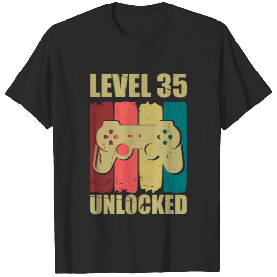 Discover 35th Birthday Level 35 Unlocked Gamer 35 Years T-shirt