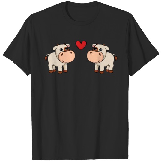 Discover Cow cartoon couple love T-shirt