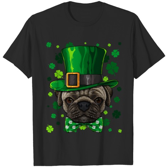Discover Pug St Patricks Day Dog Leprechaun Hat Shamrock Lu T-shirt