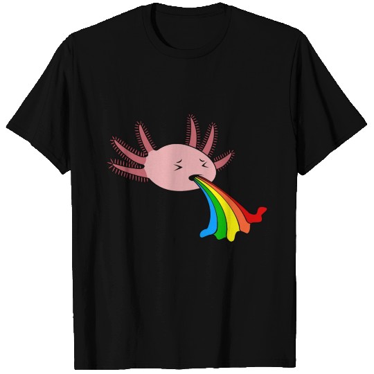 Funny Axolotl Vomiting Rainbow Graphic Art Illustr T-shirt