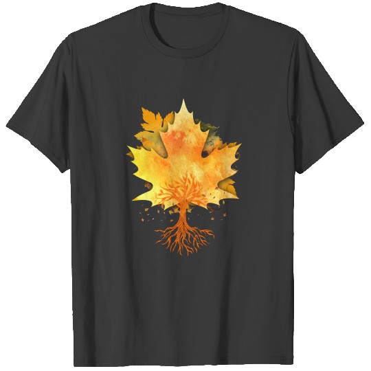 Gold Maple Leaf Fall Leaves Acer Tree Orange Autum T-shirt