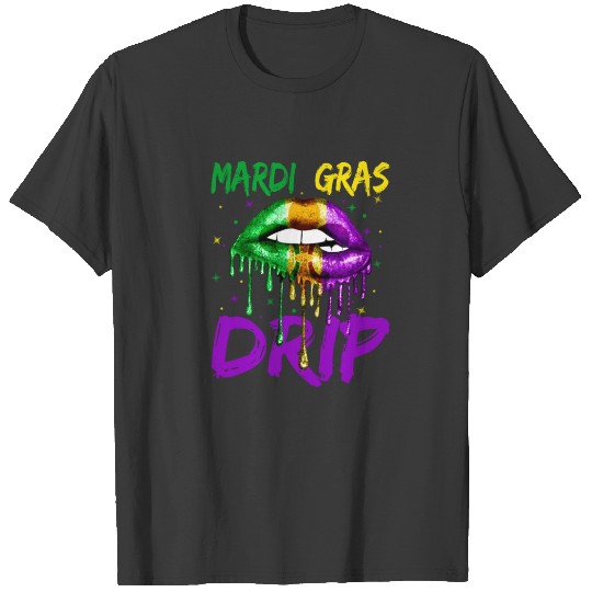 Mardi Gras Drip Costume Sexy Lips Carnival 2022 T-shirt