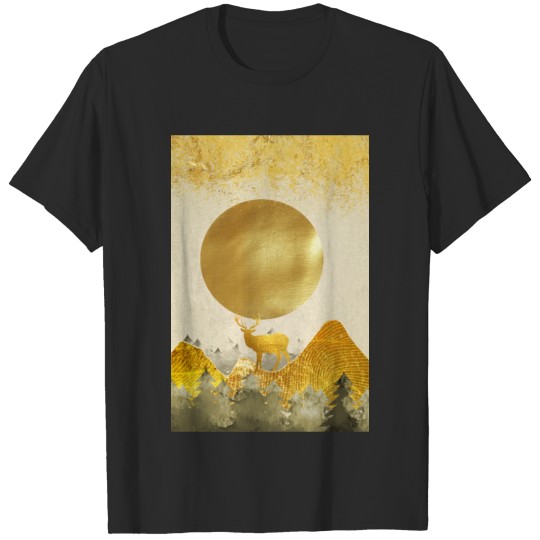Discover golden trees and light background. golden deer, T-shirt