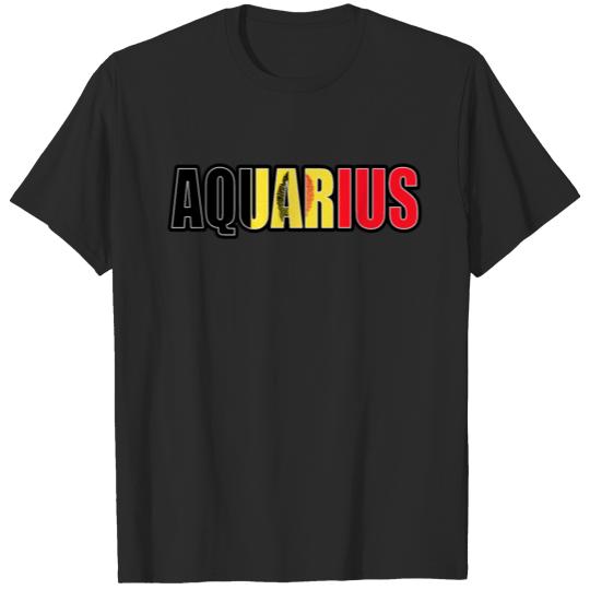 Discover Aquarius Belgian Horoscope Heritage DNA Flag T-shirt