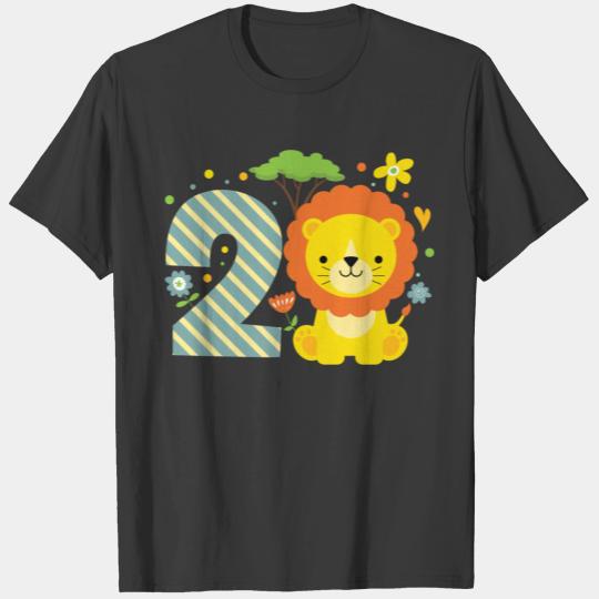 Cute Sweet 2. Birthday Two Years Boys Girls Lion T-shirt
