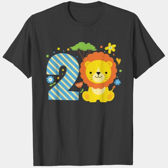 Cute Sweet 2. Birthday Two Years Boys Girls Lion T-shirt