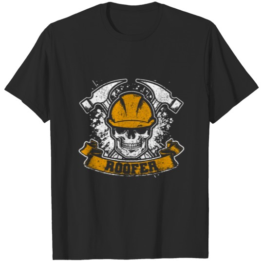 Discover Roofer Skull Roofing Tools Proud Roofer T-shirt