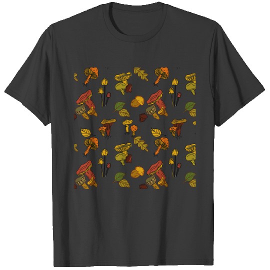 Acorns and Mushrooms Fall Pattern T-shirt