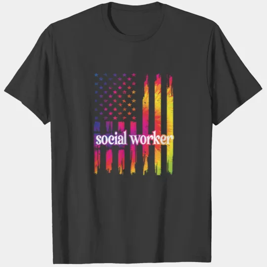 Social Worker US Flag Social Work Month Gifts T-shirt