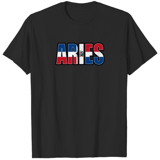 Discover Aries Dominican Horoscope Heritage DNA Flag T-shirt