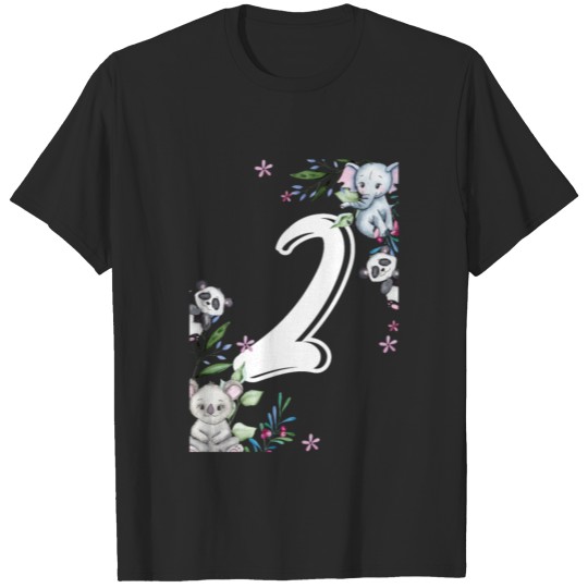 Discover Kids Birthday 2 Years Girls Boys Animals T-shirt