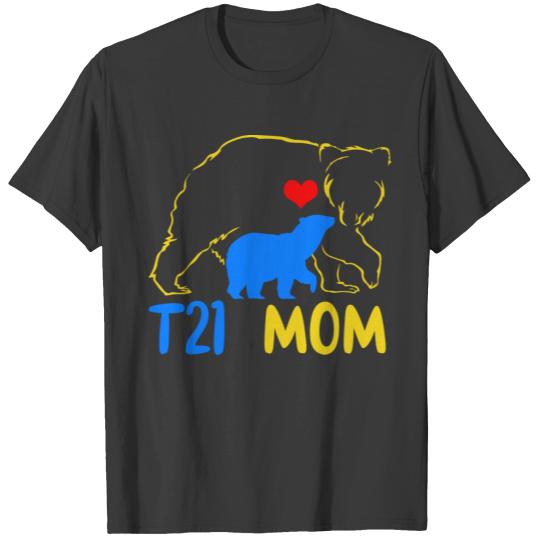 T21 Mom Mama Bear Down Syndrome Awareness Yellow T-shirt