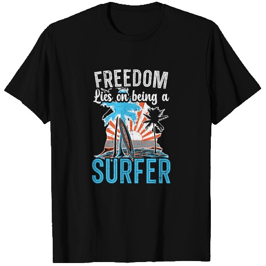 Freedom Lies On Being A Surfer Skeleton Surfing T-shirt