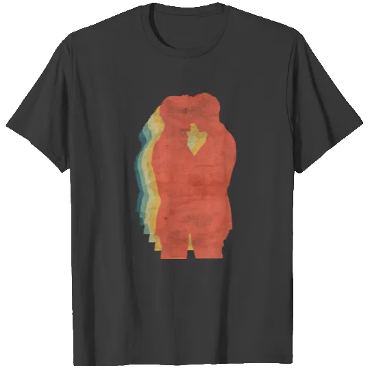 Gay Couple Romantic Hug And Kiss Retro Vintage T-shirt