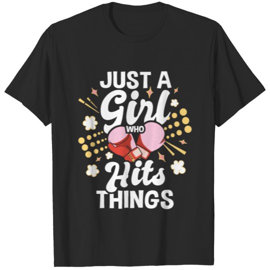 Discover Just A Girl Who Hits Things Kickboxing Kickboxer T-shirt