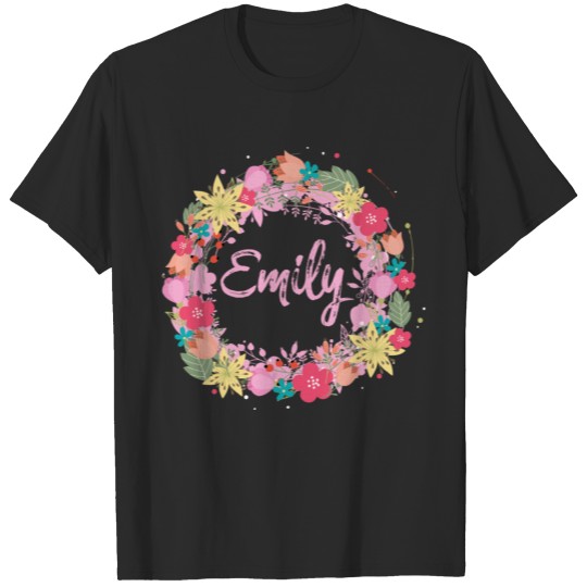 Discover Emily ,flowers,wreath,floral,illustration T-shirt