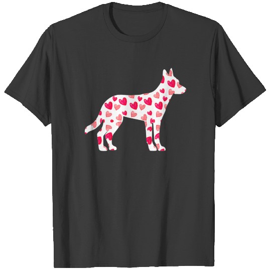 Valentines Day Belgian Malinois Hearts Puppy Dog T-shirt