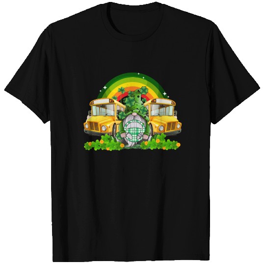 School Bus Irish Gnome Patricks Day T-shirt