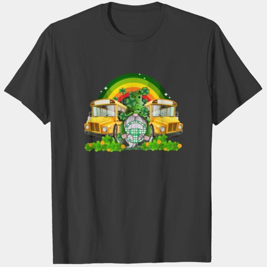 School Bus Irish Gnome Patricks Day T-shirt