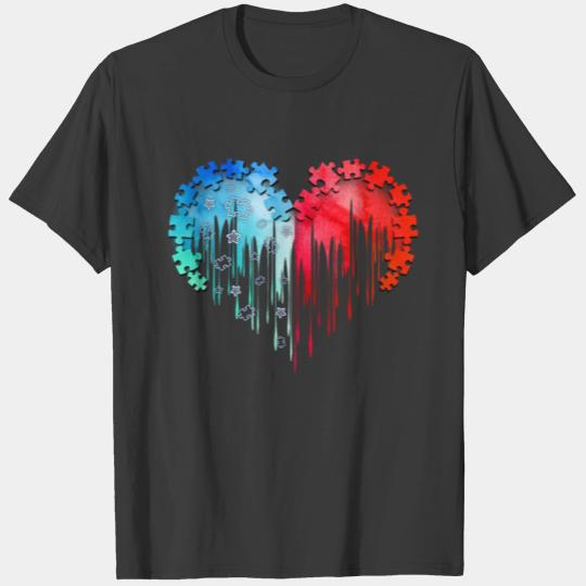 Discover Autism Mom Puzzle Pieces Heart T-shirt