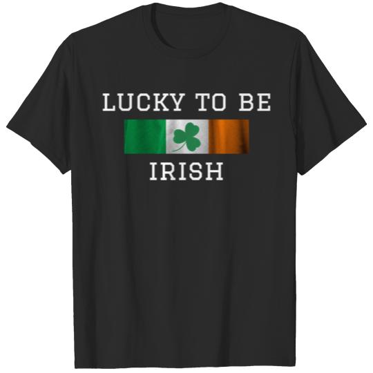 Discover Lucky to be Irish flag and shamrock T-shirt