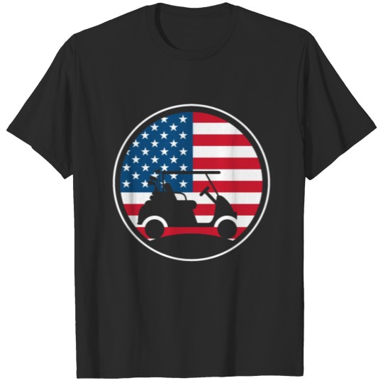 Discover Patriotic US Flag Golf Cart Golf Golfing Golfer T-shirt