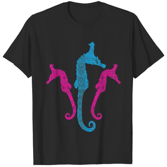 Polynesian Hawaiian Patterned Seahorses Bright 80 T-shirt