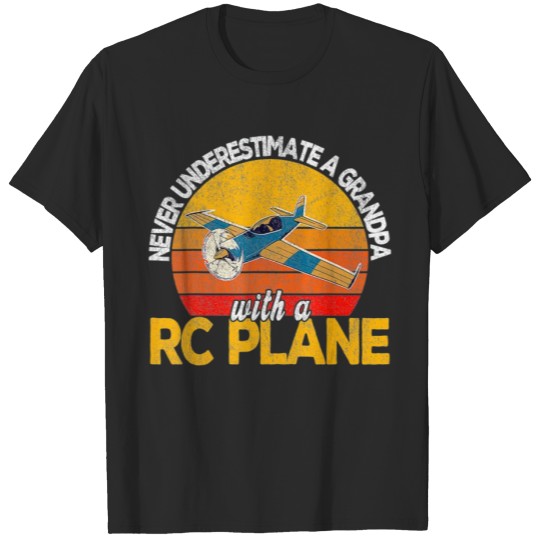 Discover Funny RC Plane Grandpa Model Airplane Pilot Retro T-shirt