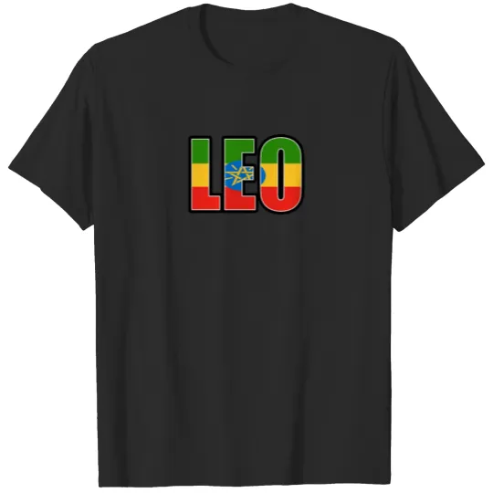 Discover Leo Ethiopian Horoscope Heritage DNA Flag T-shirt