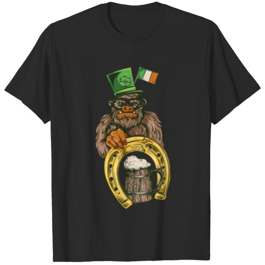 Discover St Patricks Day Gorilla Irish Hat Horseshoe Beer T-shirt