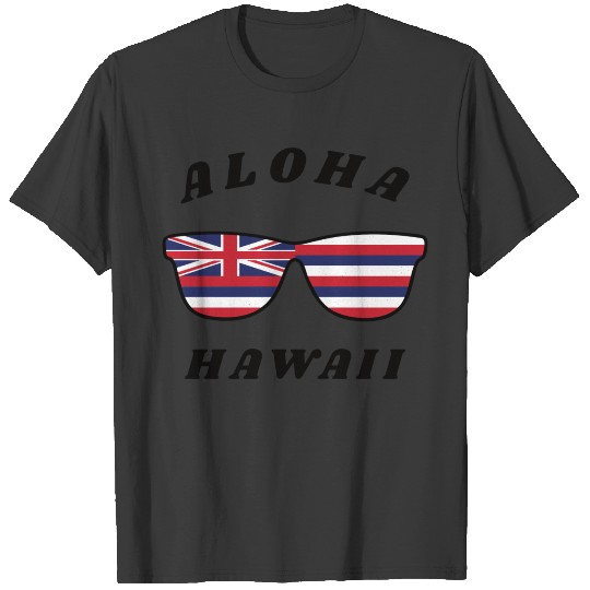 Aloha Hawaii HI Hawaiian Flag Sunglasses Vintage T-shirt