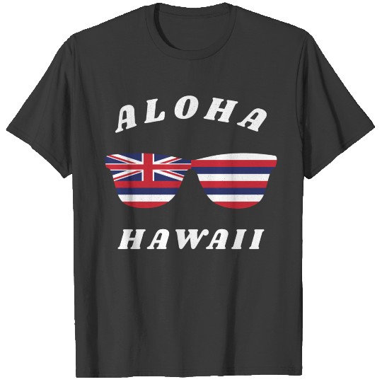 Aloha Hawaii HI Hawaiian Flag Sunglasses Vintage T-shirt