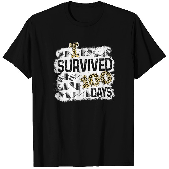 Funny Leopard I Survived 100 Days of School 100 T-shirt