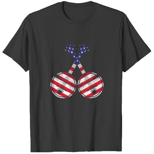 American Flag 4th Of July Vintage USA Flag Banjo T-shirt