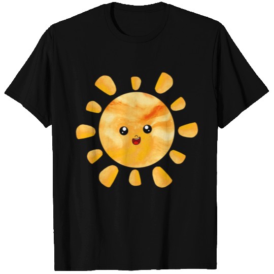 Brushed watercolor painted sun T-shirt