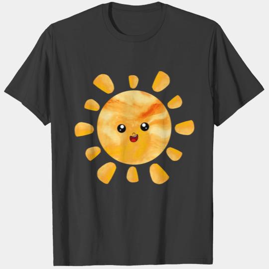 Brushed watercolor painted sun T-shirt