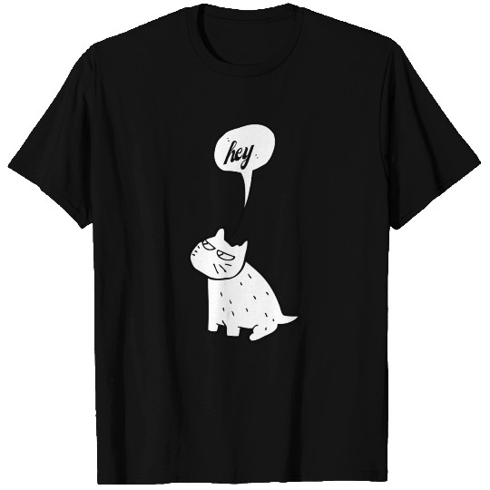 A white depressed cat says hey T-shirt