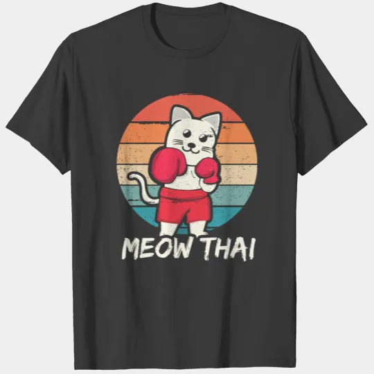 Hilarious Cat Meow Thai Feline Martial Artist T-shirt