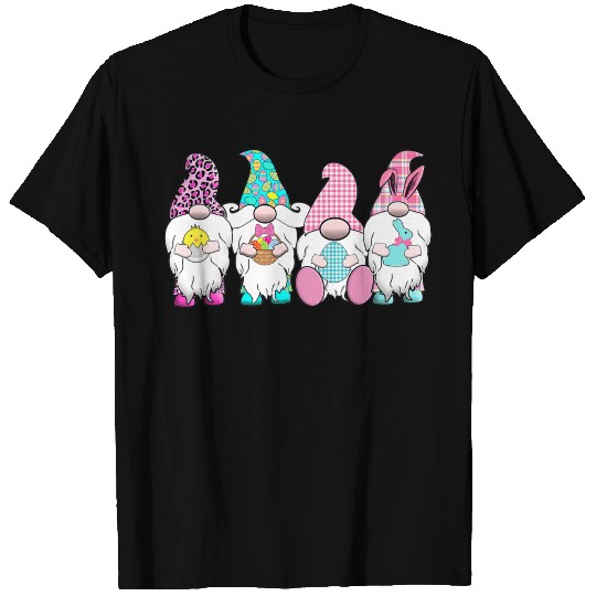 4 Easter Gnomes Pastel Spring Bunny Ears Gingham T-shirt