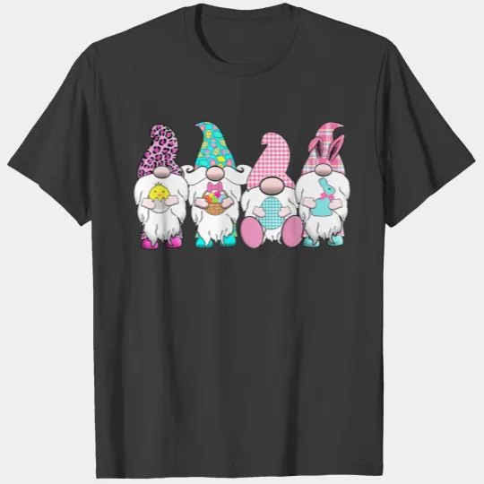 4 Easter Gnomes Pastel Spring Bunny Ears Gingham T-shirt