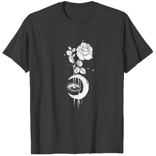 Wicca Moon Rose Romantic Flower Stars Witchcraft T-shirt