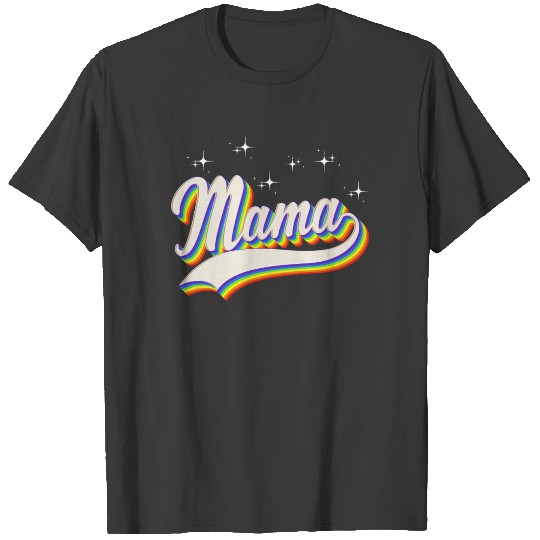 Retro Mama Hippie 70s 80s Rainbow Cute Mom T-shirt