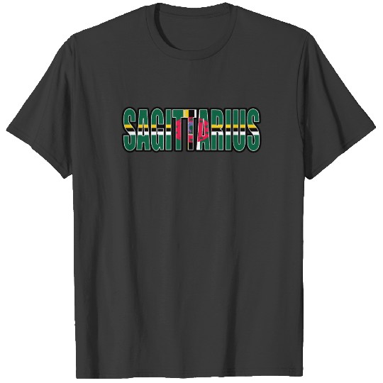 Sagittarius Dominica Horoscope Heritage DNA Flag T-shirt