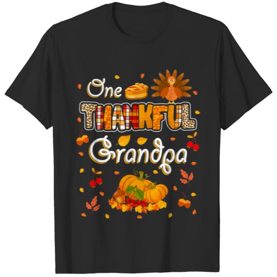 Discover One Thankful Grandpa Fall Leaves Autumn Grandpa T-shirt