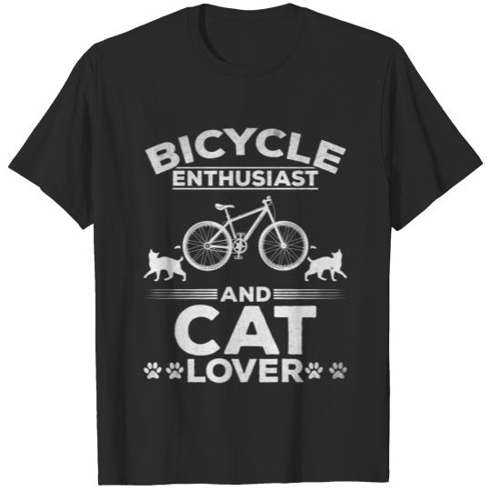 Discover Bicycle Enthusiast And Cat Lover Mountain Biking T-shirt