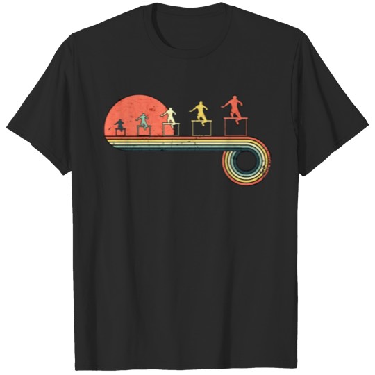 Discover Hurdle Sprint Dash Jump Vintage Sunset Rainbow T-shirt