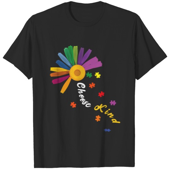 Discover Kind Choose Flower Puzzle Autism Awareness T-shirt