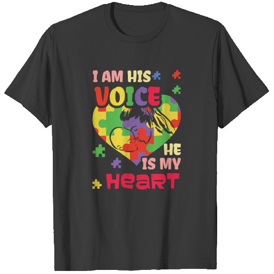 Discover His Voice Heart Dad Puzzle Autism Awareness T-shirt