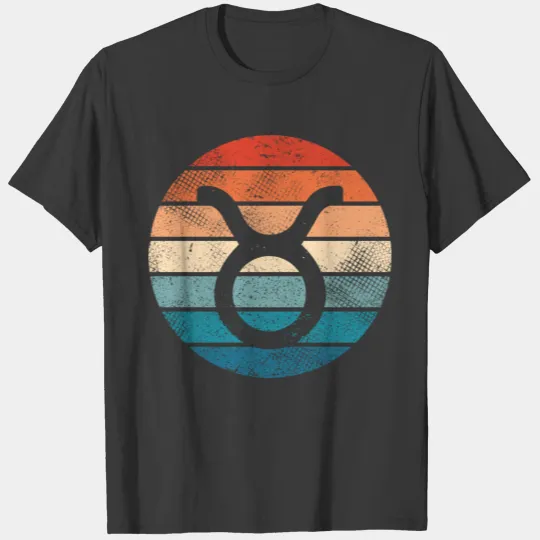 Vintage Retro Sunset Taurus Zodiac Sign Birthday T-shirt
